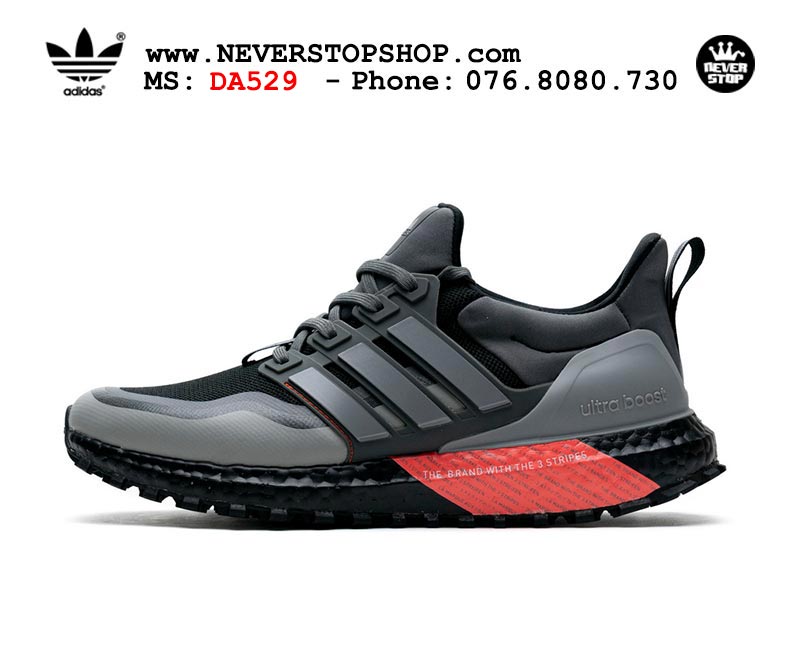 Giày chạy bộ Adidas Ultra Boost 4.0 Xám Đỏ nam nữ hàng đẹp sfake replica 1:1 giá rẻ tại NeverStop Sneaker Shop Quận 3 HCM