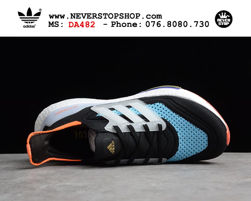 Giày chạy bộ Adidas Ultra Boost 7.0 Đen Xanh Cam nam nữ hàng đẹp sfake replica 1:1 giá rẻ tại NeverStop Sneaker Shop Quận 3 HCM