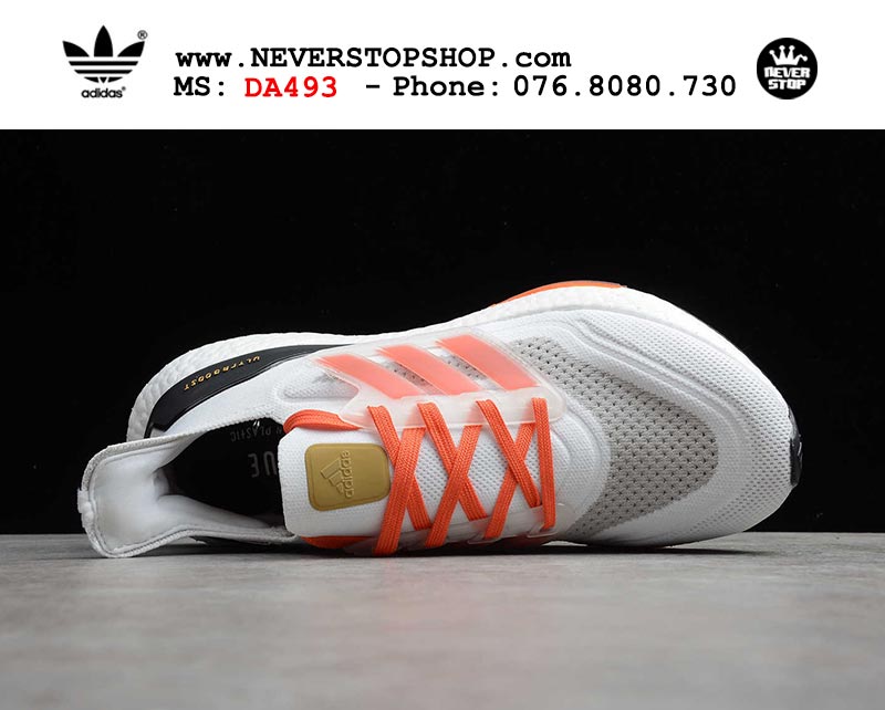 Giày chạy bộ Adidas Ultra Boost 7.0 Đen Trắng Cam nam nữ hàng đẹp sfake replica 1:1 giá rẻ tại NeverStop Sneaker Shop Quận 3 HCM