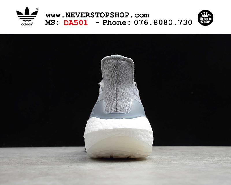 Giày chạy bộ Adidas Ultra Boost 7.0 Xám Trắng nam nữ hàng đẹp sfake replica 1:1 giá rẻ tại NeverStop Sneaker Shop Quận 3 HCM