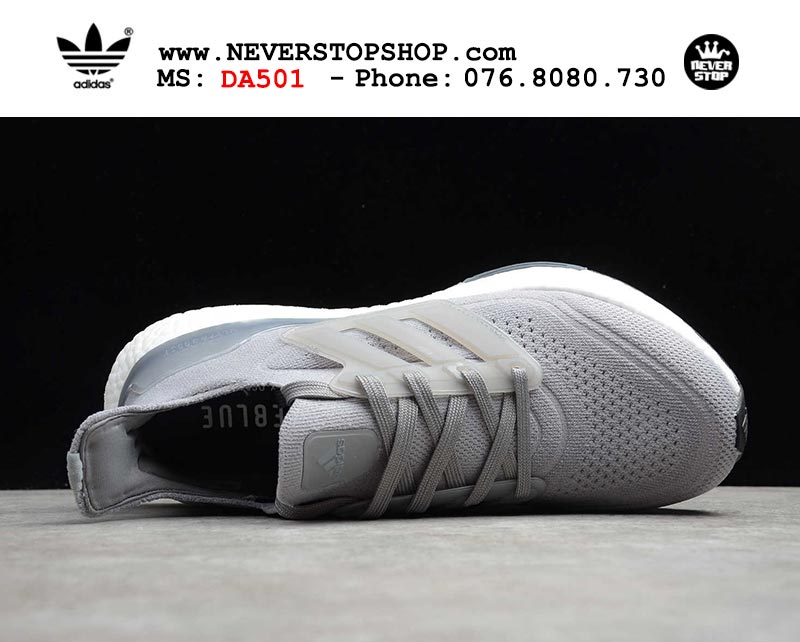 Giày chạy bộ Adidas Ultra Boost 7.0 Xám Trắng nam nữ hàng đẹp sfake replica 1:1 giá rẻ tại NeverStop Sneaker Shop Quận 3 HCM