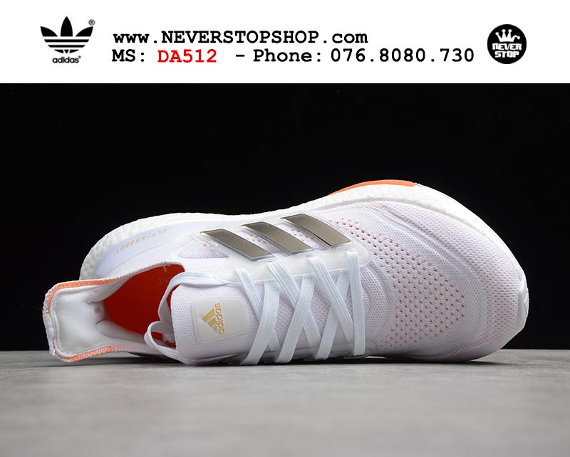Giày chạy bộ Adidas Ultra Boost 7.0 Trắng Cam Đen nam nữ hàng đẹp sfake replica 1:1 giá rẻ tại NeverStop Sneaker Shop Quận 3 HCM
