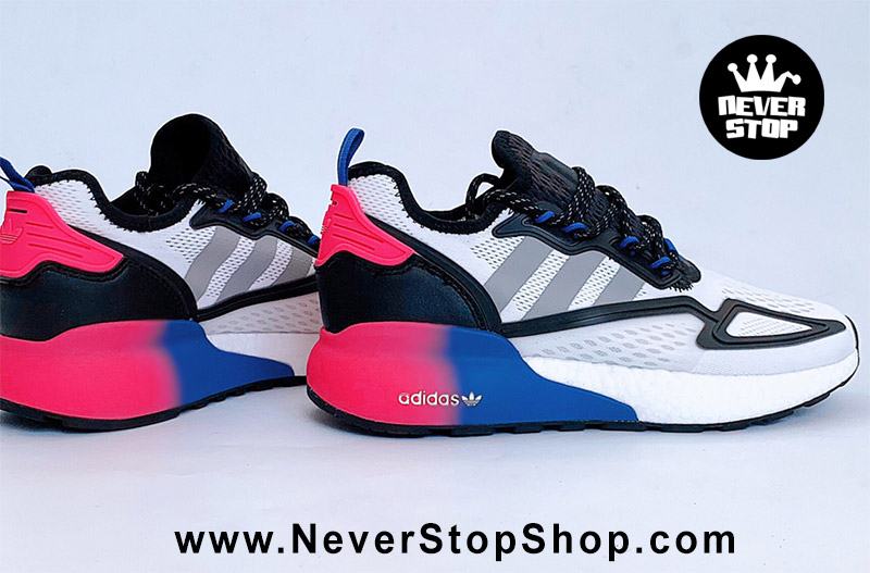 Giày thể thao Adidas ZX 2K Boost Trắng Xanh Tím chuyên chạy bộ tập gym, nam nữ sfake replica giá rẻ tốt nhất HCM