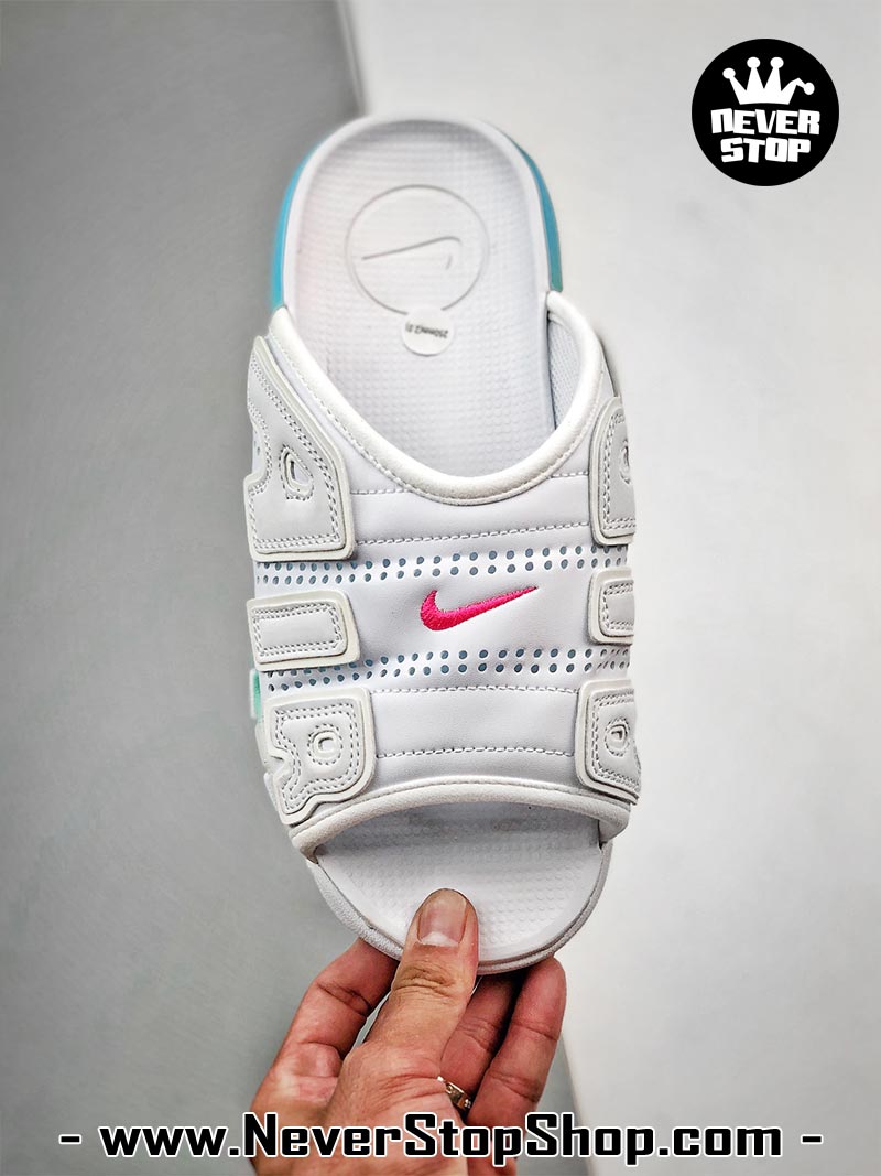 Dép nam nữ Nike Air Uptempo Slide Trắng Xanh hàng đẹp chuẩn siêu cấp sfake rep 1:1 như chính hãng real giá rẻ tại NeverStop Sneaker Shop HCM