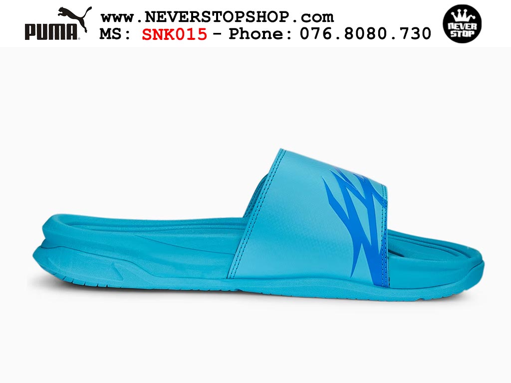 Dép nam nữ Puma Lamelo Ball MB 02 Slides Xanh Dương cao su đúc nguyên khối hàng đẹp chuẩn siêu cấp sfake rep 1:1 như chính hãng real giá rẻ tại NeverStop Sneaker Shop HCM