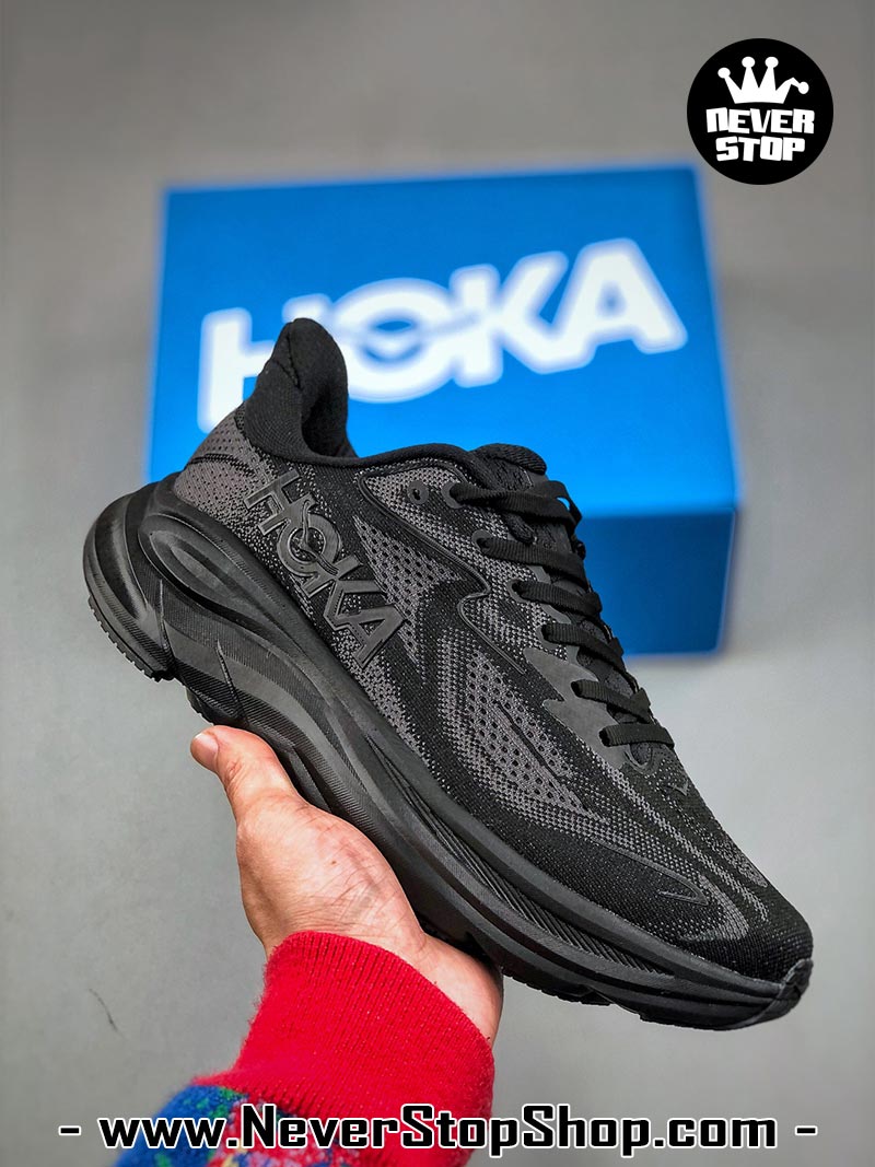 Giày chạy bộ nam nữ HOKA CLIFTON 10 ALL BLACK siêu nhẹ êm chân hàng chuẩn replica 1:1 siêu cấp, giá rẻ tốt nhất quận 3 HCM tại NeverStop Sneaker Shop” longdesc=