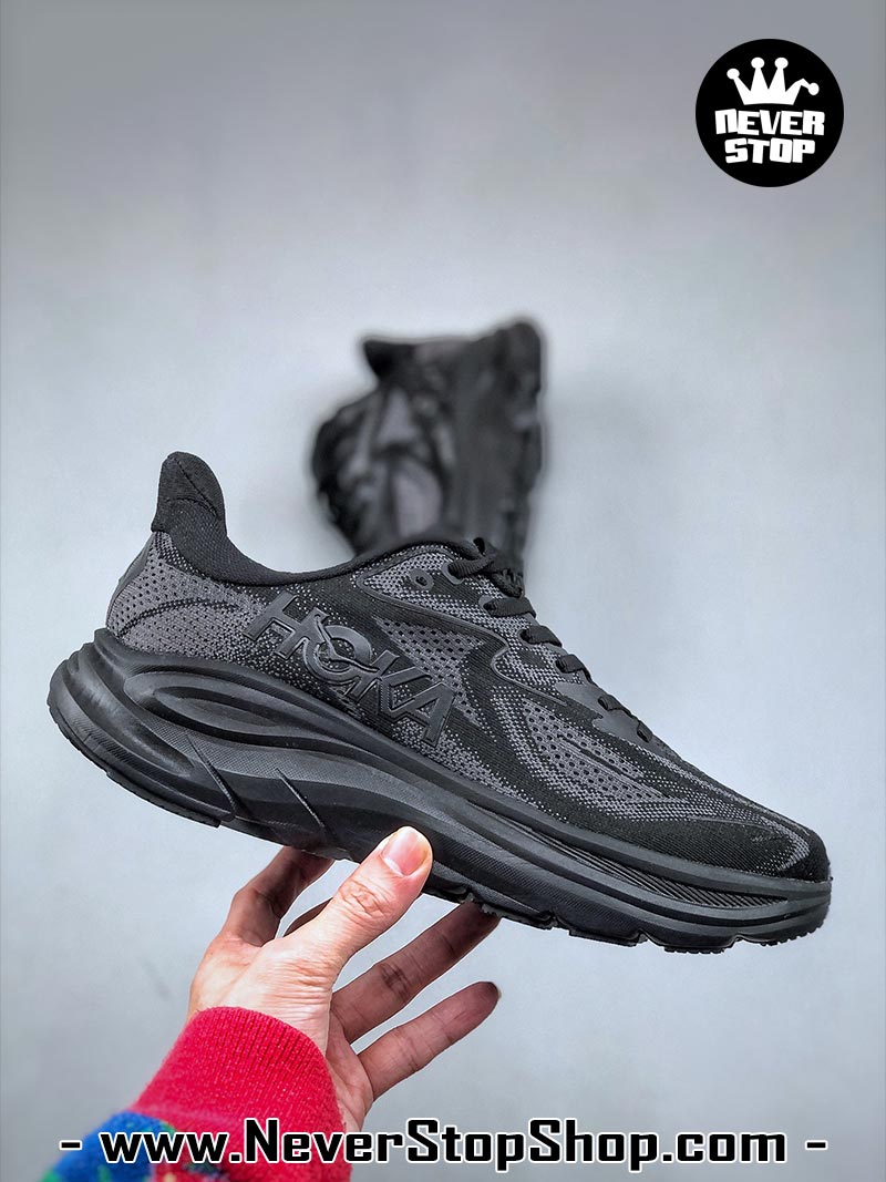 Giày chạy bộ nam nữ HOKA CLIFTON 10 ALL BLACK siêu nhẹ êm chân hàng chuẩn replica 1:1 siêu cấp, giá rẻ tốt nhất quận 3 HCM tại NeverStop Sneaker Shop” longdesc=