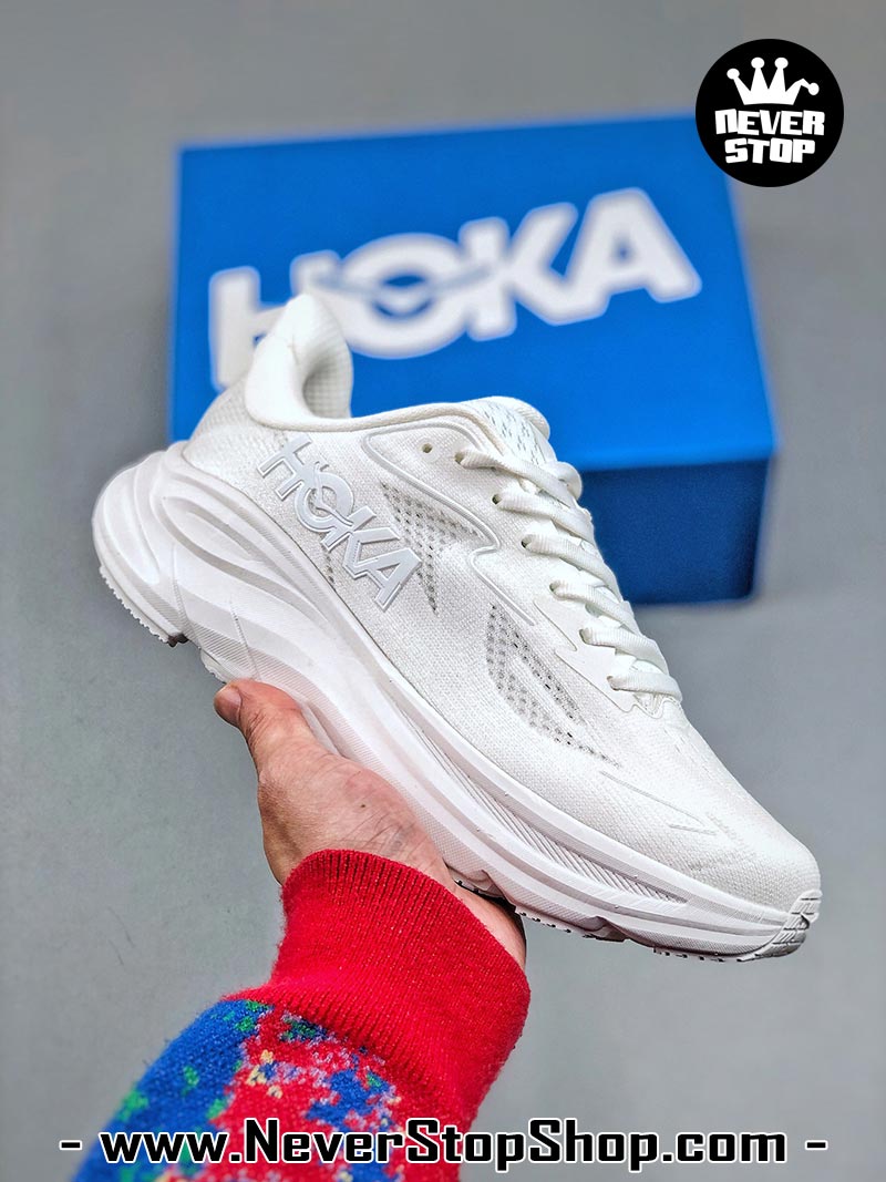 Giày chạy bộ nam nữ HOKA CLIFTON 10 ALL WHITE siêu nhẹ êm chân hàng chuẩn replica 1:1 siêu cấp, giá rẻ tốt nhất quận 3 HCM tại NeverStop Sneaker Shop” longdesc=