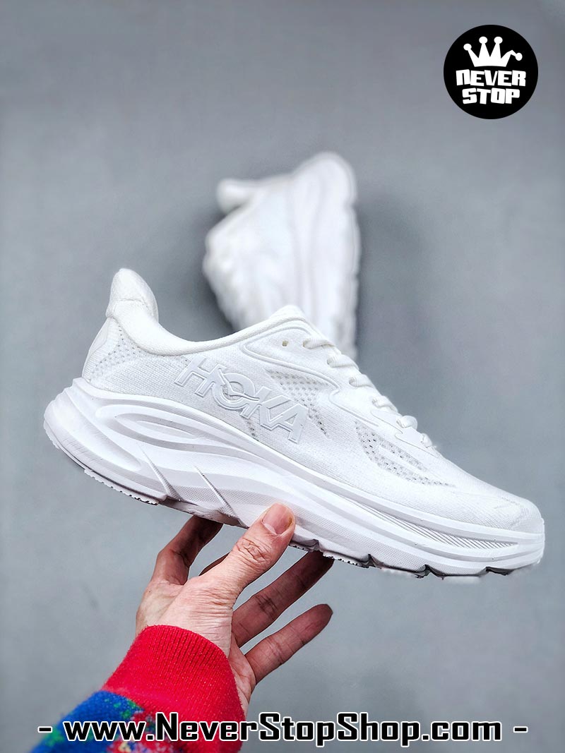 Giày chạy bộ nam nữ HOKA CLIFTON 10 ALL WHITE siêu nhẹ êm chân hàng chuẩn replica 1:1 siêu cấp, giá rẻ tốt nhất quận 3 HCM tại NeverStop Sneaker Shop” longdesc=