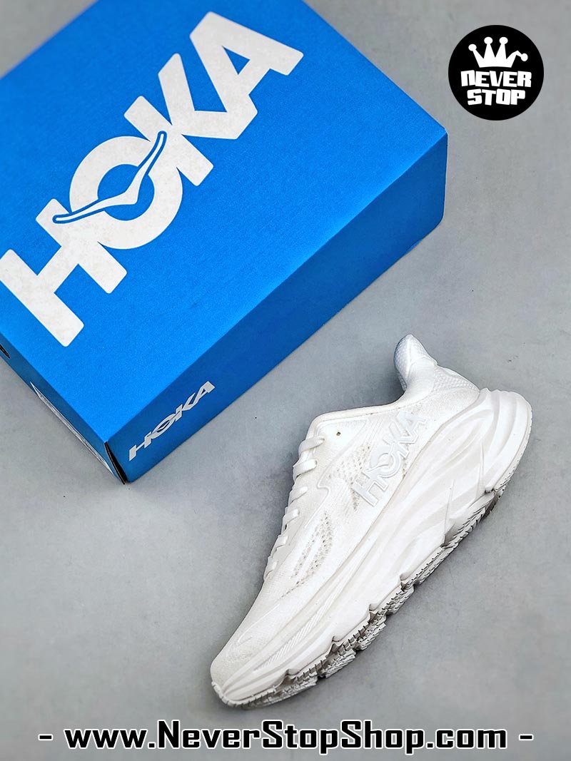 Giày chạy bộ nam nữ HOKA CLIFTON 10 ALL WHITE siêu nhẹ êm chân hàng chuẩn replica 1:1 siêu cấp, giá rẻ tốt nhất quận 3 HCM tại NeverStop Sneaker Shop” longdesc=