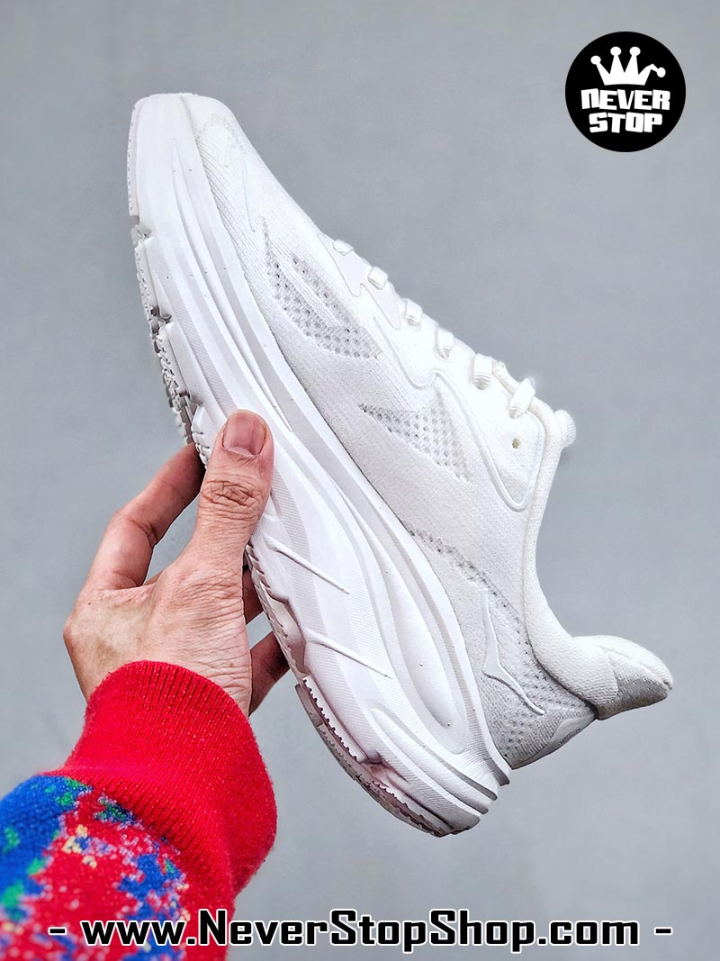 Giày chạy bộ nam nữ HOKA CLIFTON 10 ALL WHITE siêu nhẹ êm chân hàng chuẩn replica 1:1 siêu cấp, giá rẻ tốt nhất quận 3 HCM tại NeverStop Sneaker Shop” longdesc=
