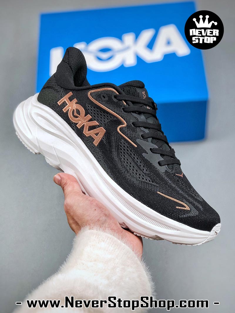 Giày chạy bộ nam nữ HOKA CLIFTON 10 BLACK BROWN siêu nhẹ êm chân hàng chuẩn replica 1:1 siêu cấp, giá rẻ tốt nhất quận 3 HCM tại NeverStop Sneaker Shop” longdesc=