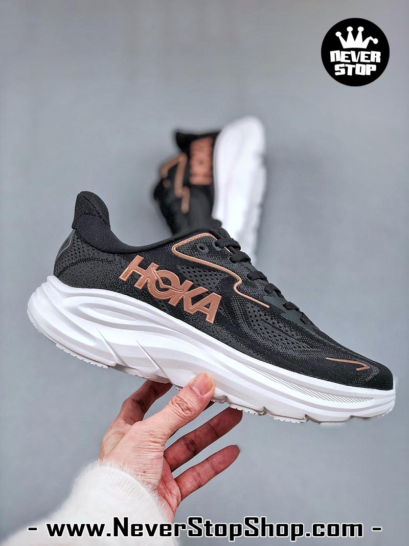 Giày chạy bộ nam nữ HOKA CLIFTON 10 BLACK BROWN siêu nhẹ êm chân hàng chuẩn replica 1:1 siêu cấp, giá rẻ tốt nhất quận 3 HCM tại NeverStop Sneaker Shop” longdesc=