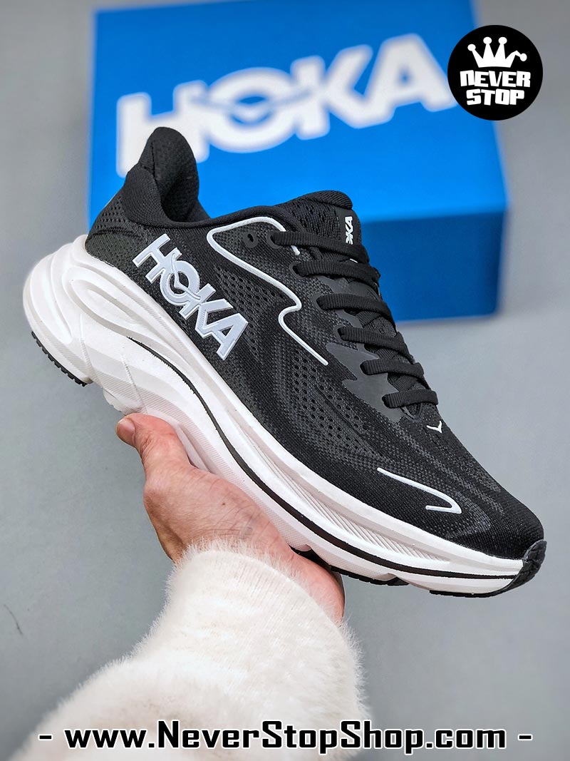 Giày chạy bộ nam nữ HOKA CLIFTON 10 BLACK WHITE siêu nhẹ êm chân hàng chuẩn replica 1:1 siêu cấp, giá rẻ tốt nhất quận 3 HCM tại NeverStop Sneaker Shop” longdesc=