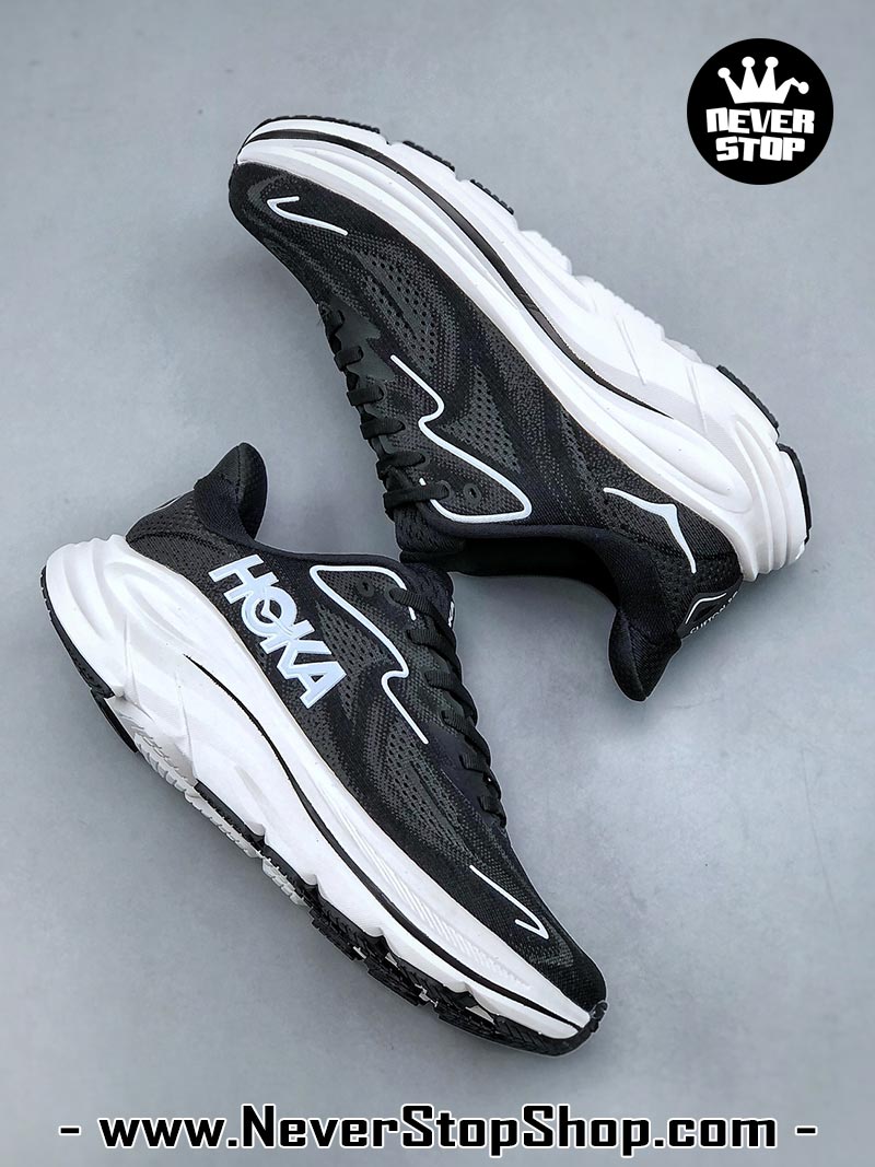 Giày chạy bộ nam nữ HOKA CLIFTON 10 BLACK WHITE siêu nhẹ êm chân hàng chuẩn replica 1:1 siêu cấp, giá rẻ tốt nhất quận 3 HCM tại NeverStop Sneaker Shop” longdesc=