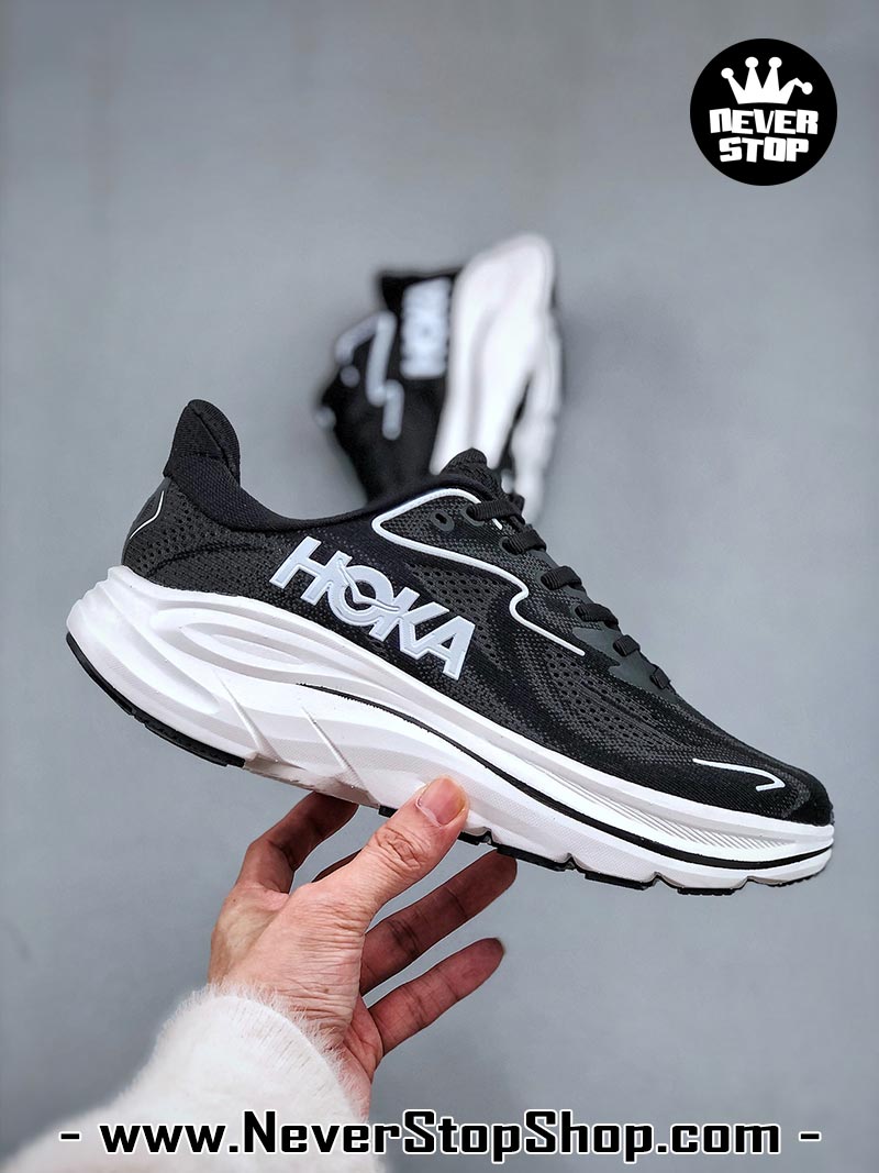 Giày chạy bộ nam nữ HOKA CLIFTON 10 BLACK WHITE siêu nhẹ êm chân hàng chuẩn replica 1:1 siêu cấp, giá rẻ tốt nhất quận 3 HCM tại NeverStop Sneaker Shop” longdesc=