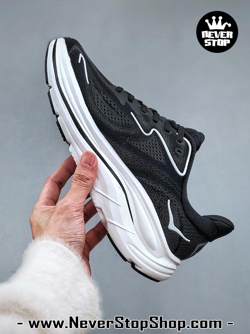 Giày chạy bộ nam nữ HOKA CLIFTON 10 BLACK WHITE siêu nhẹ êm chân hàng chuẩn replica 1:1 siêu cấp, giá rẻ tốt nhất quận 3 HCM tại NeverStop Sneaker Shop” longdesc=