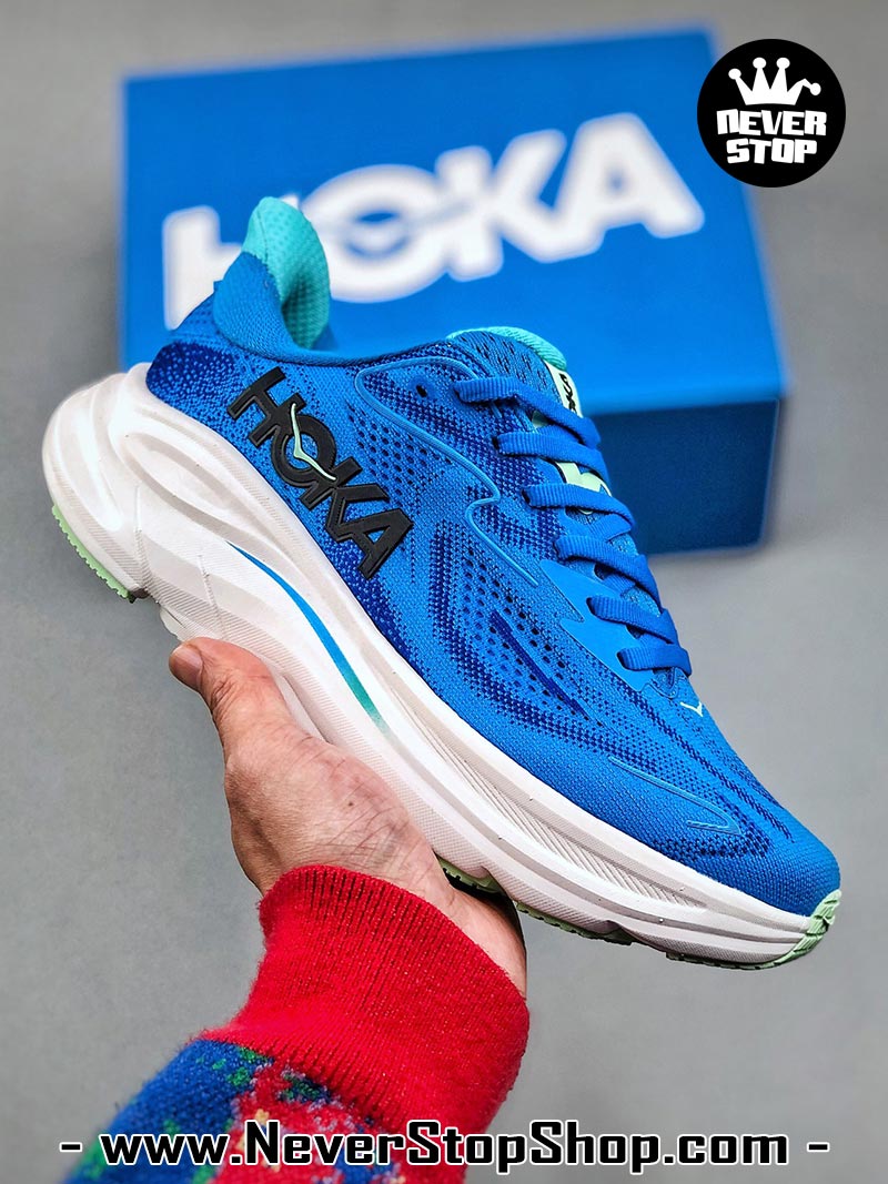 Giày chạy bộ nam nữ HOKA CLIFTON 10 BLUE WHITE siêu nhẹ êm chân hàng chuẩn replica 1:1 siêu cấp, giá rẻ tốt nhất quận 3 HCM tại NeverStop Sneaker Shop” longdesc=