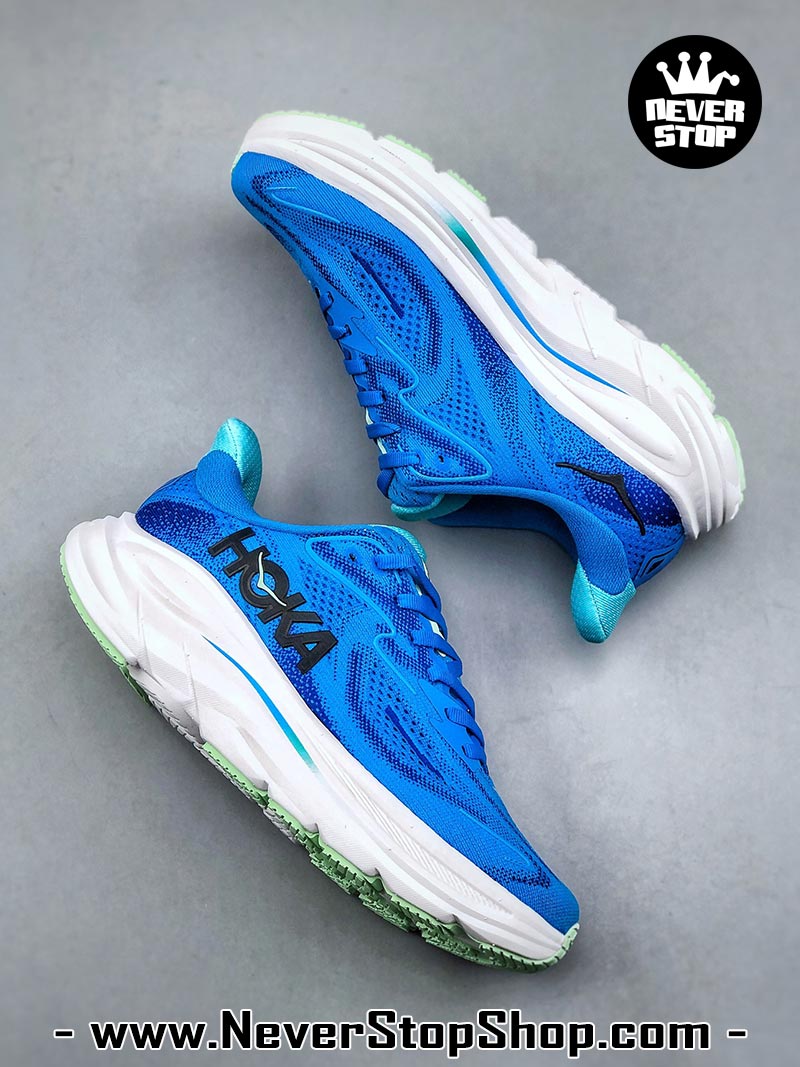 Giày chạy bộ nam nữ HOKA CLIFTON 10 BLUE WHITE siêu nhẹ êm chân hàng chuẩn replica 1:1 siêu cấp, giá rẻ tốt nhất quận 3 HCM tại NeverStop Sneaker Shop” longdesc=