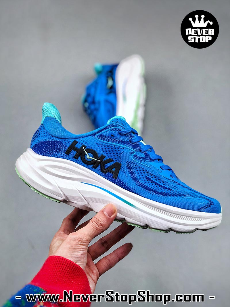 Giày chạy bộ nam nữ HOKA CLIFTON 10 BLUE WHITE siêu nhẹ êm chân hàng chuẩn replica 1:1 siêu cấp, giá rẻ tốt nhất quận 3 HCM tại NeverStop Sneaker Shop” longdesc=