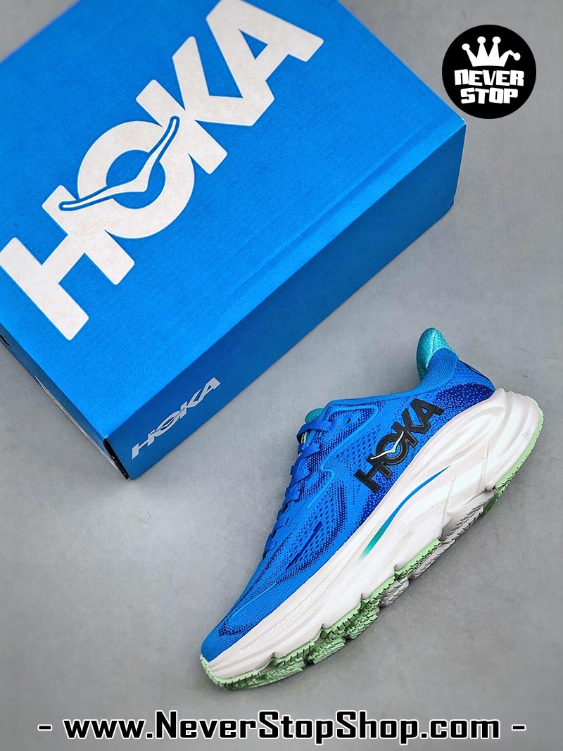 Giày chạy bộ nam nữ HOKA CLIFTON 10 BLUE WHITE siêu nhẹ êm chân hàng chuẩn replica 1:1 siêu cấp, giá rẻ tốt nhất quận 3 HCM tại NeverStop Sneaker Shop” longdesc=