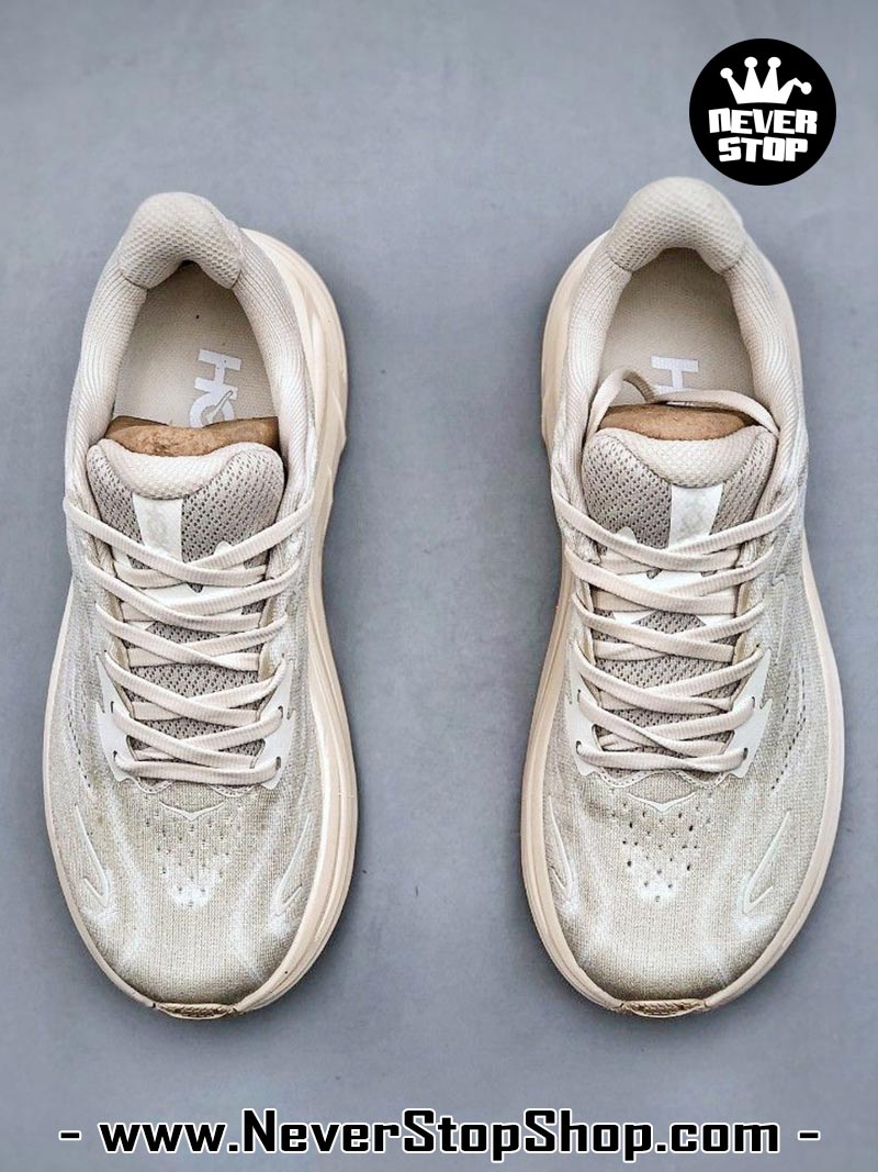 Giày chạy bộ nam nữ HOKA CLIFTON 10 CREAM WHITE siêu nhẹ êm chân hàng chuẩn replica 1:1 siêu cấp, giá rẻ tốt nhất quận 3 HCM tại NeverStop Sneaker Shop” longdesc=