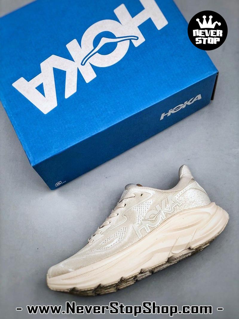 Giày chạy bộ nam nữ HOKA CLIFTON 10 CREAM WHITE siêu nhẹ êm chân hàng chuẩn replica 1:1 siêu cấp, giá rẻ tốt nhất quận 3 HCM tại NeverStop Sneaker Shop” longdesc=