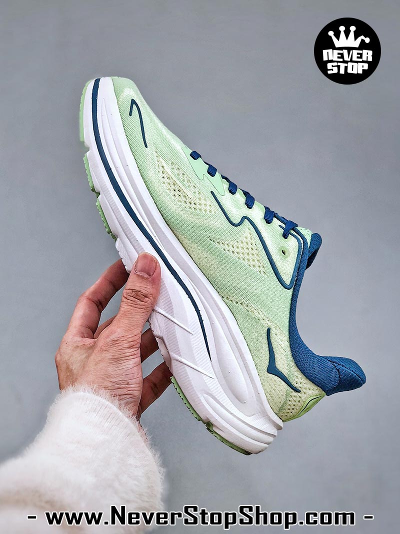 Giày chạy bộ nam nữ HOKA CLIFTON 10 GREEN NAVY siêu nhẹ êm chân hàng chuẩn replica 1:1 siêu cấp, giá rẻ tốt nhất quận 3 HCM tại NeverStop Sneaker Shop” longdesc=