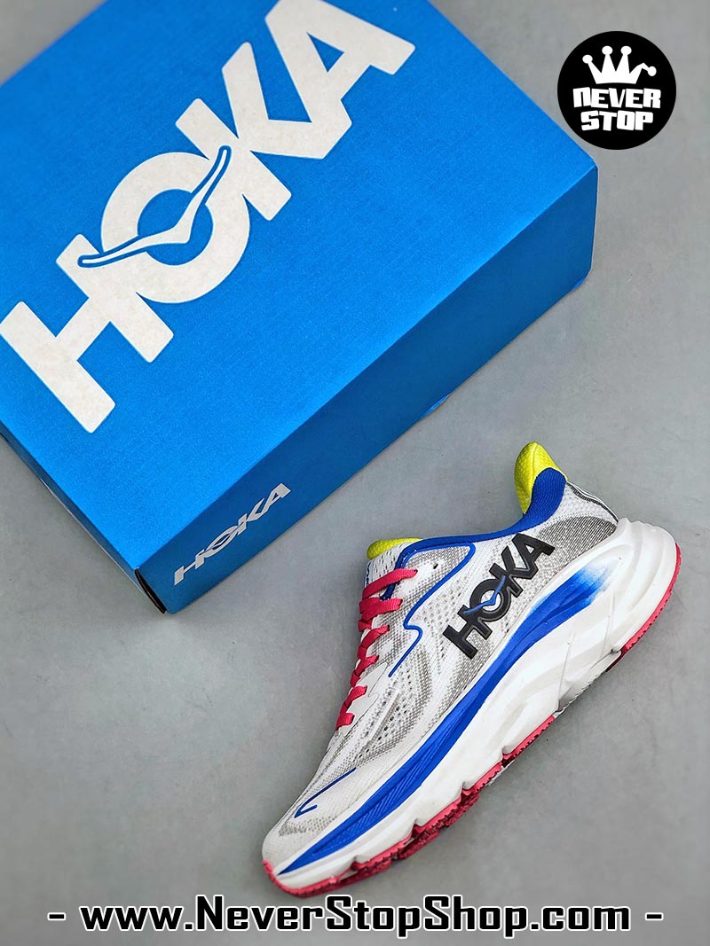 Giày chạy bộ nam nữ HOKA CLIFTON 10 GREY BLUE RED siêu nhẹ êm chân hàng chuẩn replica 1:1 siêu cấp, giá rẻ tốt nhất quận 3 HCM tại NeverStop Sneaker Shop” longdesc=