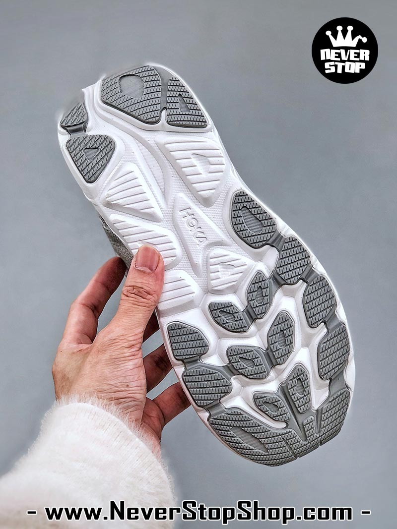 Giày chạy bộ nam nữ HOKA CLIFTON 10 GREY WHITE siêu nhẹ êm chân hàng chuẩn replica 1:1 siêu cấp, giá rẻ tốt nhất quận 3 HCM tại NeverStop Sneaker Shop” longdesc=