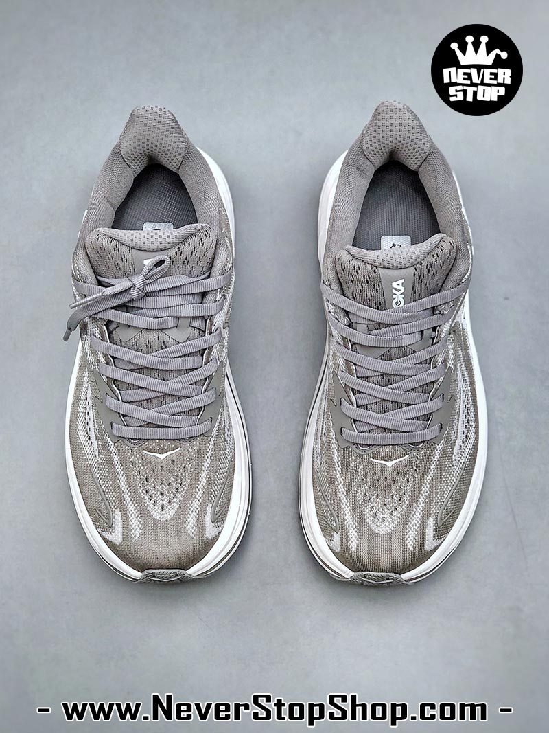 Giày chạy bộ nam nữ HOKA CLIFTON 10 GREY WHITE siêu nhẹ êm chân hàng chuẩn replica 1:1 siêu cấp, giá rẻ tốt nhất quận 3 HCM tại NeverStop Sneaker Shop” longdesc=