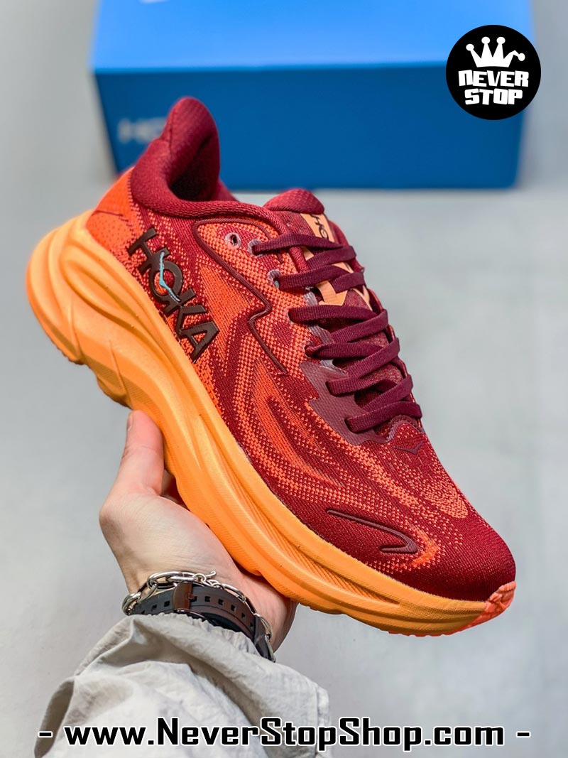Giày chạy bộ nam nữ HOKA CLIFTON 10 RED ORANGE siêu nhẹ êm chân hàng chuẩn replica 1:1 siêu cấp, giá rẻ tốt nhất quận 3 HCM tại NeverStop Sneaker Shop” longdesc=