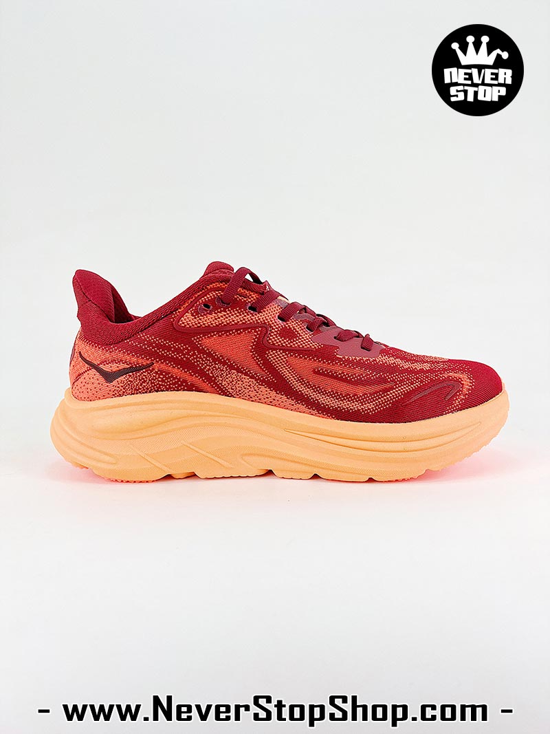 Giày chạy bộ nam nữ HOKA CLIFTON 10 RED ORANGE siêu nhẹ êm chân hàng chuẩn replica 1:1 siêu cấp, giá rẻ tốt nhất quận 3 HCM tại NeverStop Sneaker Shop” longdesc=