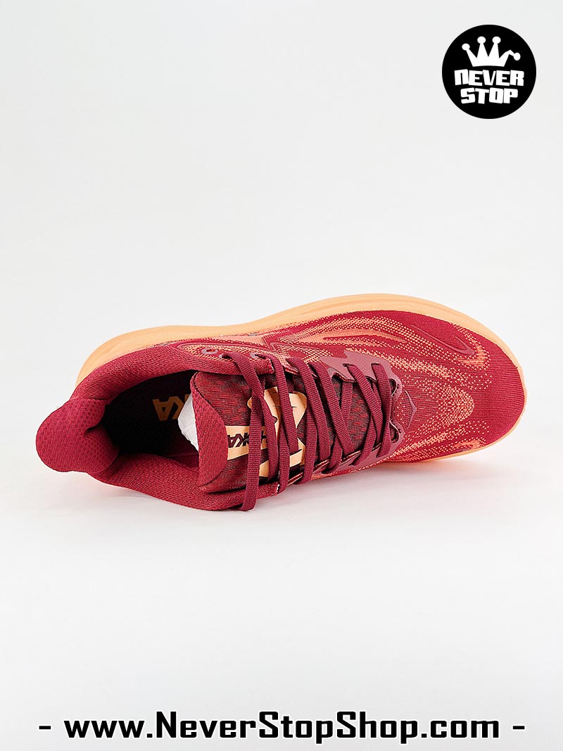 Giày chạy bộ nam nữ HOKA CLIFTON 10 RED ORANGE siêu nhẹ êm chân hàng chuẩn replica 1:1 siêu cấp, giá rẻ tốt nhất quận 3 HCM tại NeverStop Sneaker Shop” longdesc=