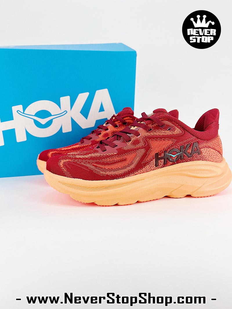 Giày chạy bộ nam nữ HOKA CLIFTON 10 RED ORANGE siêu nhẹ êm chân hàng chuẩn replica 1:1 siêu cấp, giá rẻ tốt nhất quận 3 HCM tại NeverStop Sneaker Shop” longdesc=