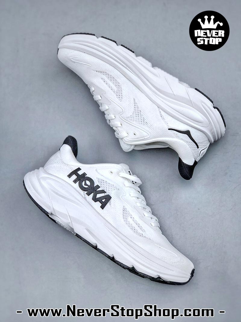 Giày chạy bộ nam nữ HOKA CLIFTON 10 WHITE BLACK siêu nhẹ êm chân hàng chuẩn replica 1:1 siêu cấp, giá rẻ tốt nhất quận 3 HCM tại NeverStop Sneaker Shop” longdesc=