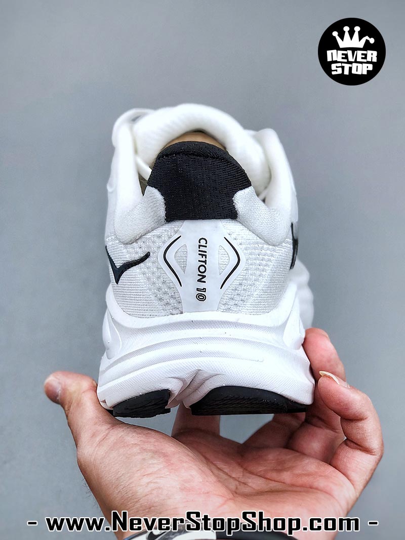 Giày chạy bộ nam nữ HOKA CLIFTON 10 WHITE BLACK siêu nhẹ êm chân hàng chuẩn replica 1:1 siêu cấp, giá rẻ tốt nhất quận 3 HCM tại NeverStop Sneaker Shop” longdesc=