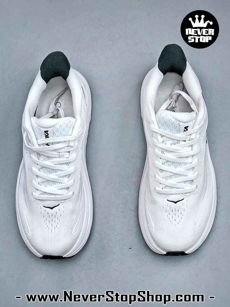 Giày chạy bộ nam nữ HOKA CLIFTON 10 WHITE BLACK siêu nhẹ êm chân hàng chuẩn replica 1:1 siêu cấp, giá rẻ tốt nhất quận 3 HCM tại NeverStop Sneaker Shop” longdesc=