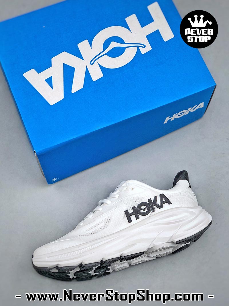 Giày chạy bộ nam nữ HOKA CLIFTON 10 WHITE BLACK siêu nhẹ êm chân hàng chuẩn replica 1:1 siêu cấp, giá rẻ tốt nhất quận 3 HCM tại NeverStop Sneaker Shop” longdesc=