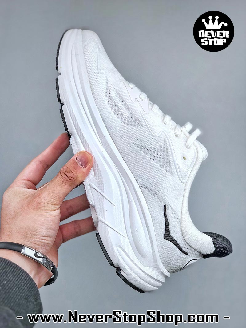 Giày chạy bộ nam nữ HOKA CLIFTON 10 WHITE BLACK siêu nhẹ êm chân hàng chuẩn replica 1:1 siêu cấp, giá rẻ tốt nhất quận 3 HCM tại NeverStop Sneaker Shop” longdesc=