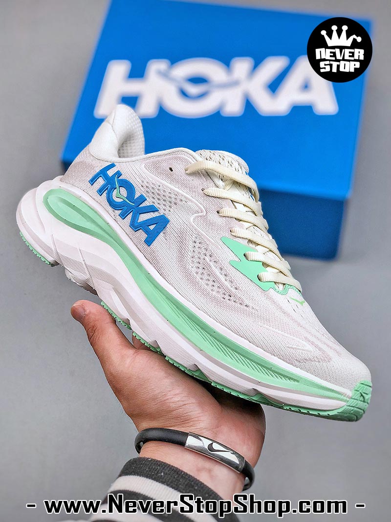 Giày chạy bộ nam nữ HOKA CLIFTON 10 WHITE MINT siêu nhẹ êm chân hàng chuẩn replica 1:1 siêu cấp, giá rẻ tốt nhất quận 3 HCM tại NeverStop Sneaker Shop” longdesc=