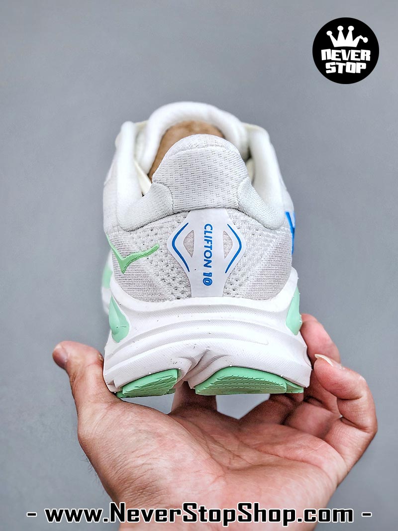 Giày chạy bộ nam nữ HOKA CLIFTON 10 WHITE MINT siêu nhẹ êm chân hàng chuẩn replica 1:1 siêu cấp, giá rẻ tốt nhất quận 3 HCM tại NeverStop Sneaker Shop” longdesc=