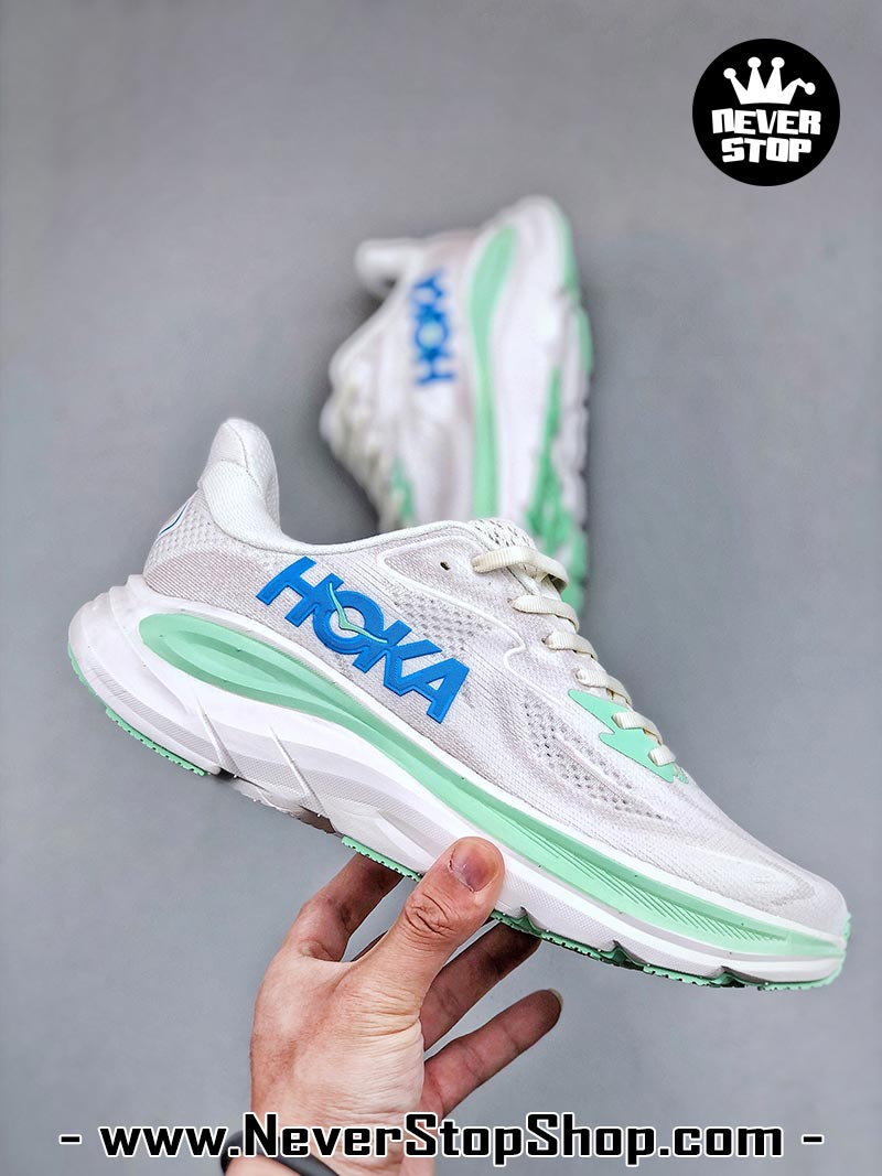 Giày chạy bộ nam nữ HOKA CLIFTON 10 WHITE MINT siêu nhẹ êm chân hàng chuẩn replica 1:1 siêu cấp, giá rẻ tốt nhất quận 3 HCM tại NeverStop Sneaker Shop” longdesc=
