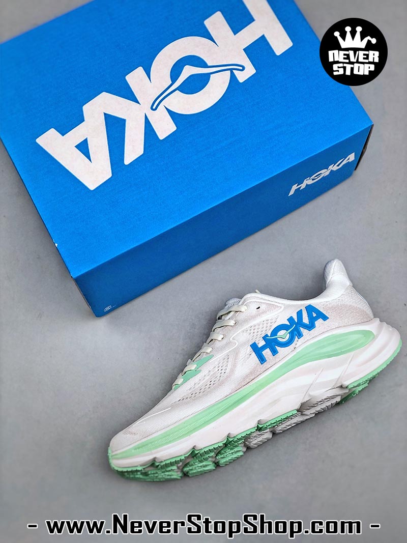 Giày chạy bộ nam nữ HOKA CLIFTON 10 WHITE MINT siêu nhẹ êm chân hàng chuẩn replica 1:1 siêu cấp, giá rẻ tốt nhất quận 3 HCM tại NeverStop Sneaker Shop” longdesc=