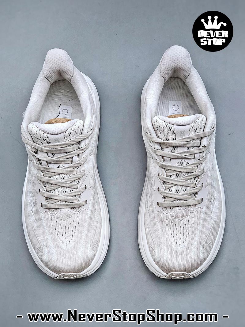 Giày chạy bộ nam nữ HOKA CLIFTON 10 WHITE SILVER siêu nhẹ êm chân hàng chuẩn replica 1:1 siêu cấp, giá rẻ tốt nhất quận 3 HCM tại NeverStop Sneaker Shop” longdesc=