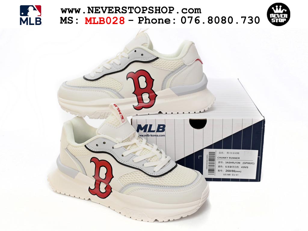 Giày sneaker MLB Chunky Runner Basic Trắng Đỏ nam nữ thời trang hàng đẹp replica 1:1 siêu cấp giá rẻ tại NeverStop Sneaker Shop Quận 3 HCM