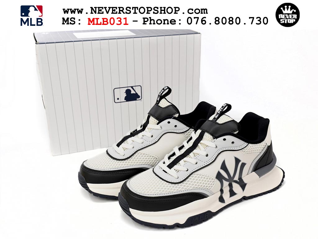Giày sneaker MLB Chunky Runner Basic Trắng Đen nam nữ thời trang hàng đẹp replica 1:1 siêu cấp giá rẻ tại NeverStop Sneaker Shop Quận 3 HCM