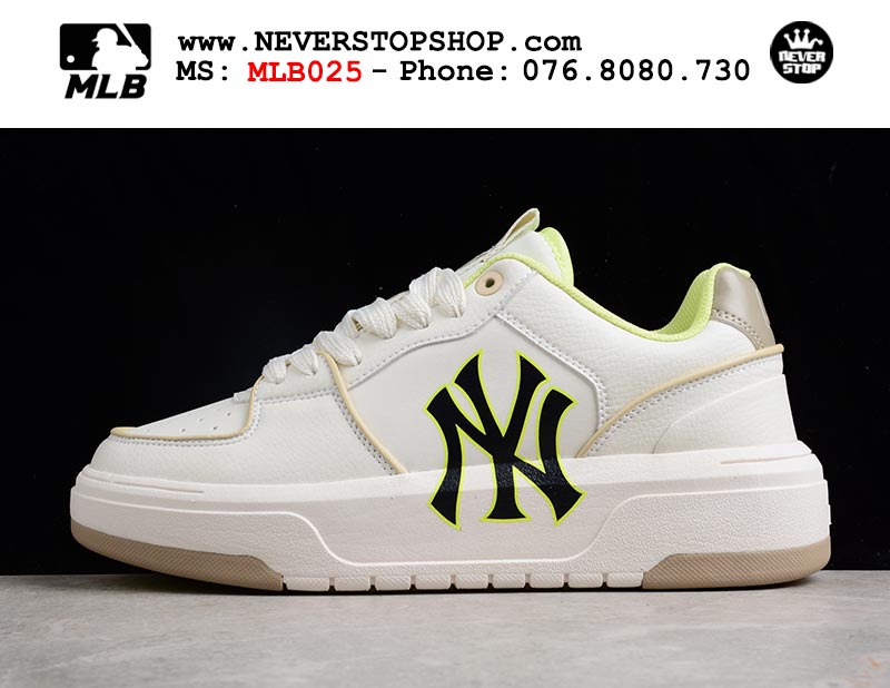 Giày MLB Yankees Chunky Liner Trắng Xanh nam nữ thời trang hàng đẹp sfake replica 1:1 giá rẻ tại NeverStop Sneaker Shop Quận 3 HCM