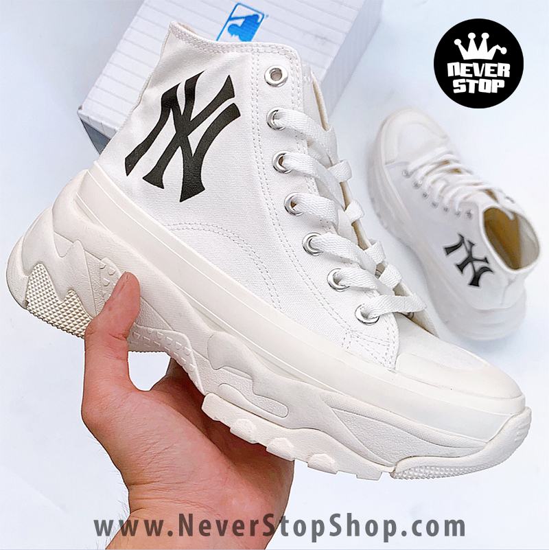 Giày MLB Chunky High Yankees màu trắng cổ cao hàn quốc nam nữ sfake replica chính hãng giá rẻ HCM