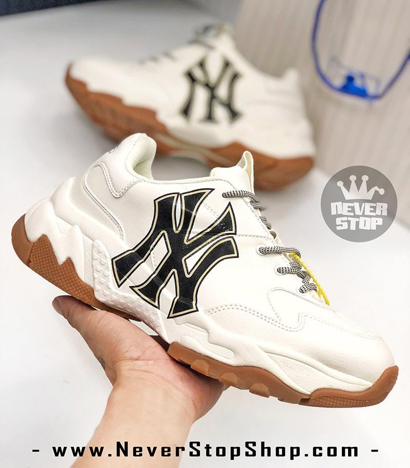 Giày chữ NY trắng nâu MLB Yankees Embo korea hàn quốc nam nữ sfake replica chính hãng giá rẻ HCM